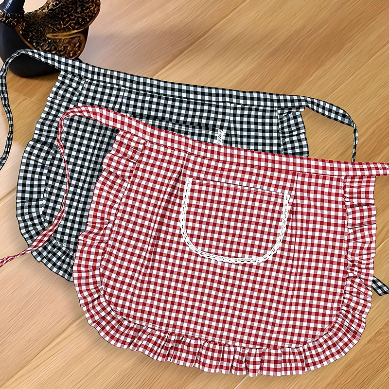 Half Waist Square Check Apron  - Home Cooking On recensione e prezzo