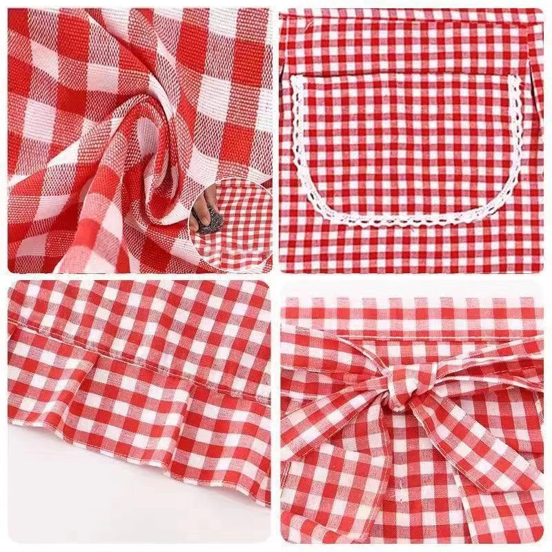 Half Waist Square Check Apron  - Home Cooking On recensione e prezzo