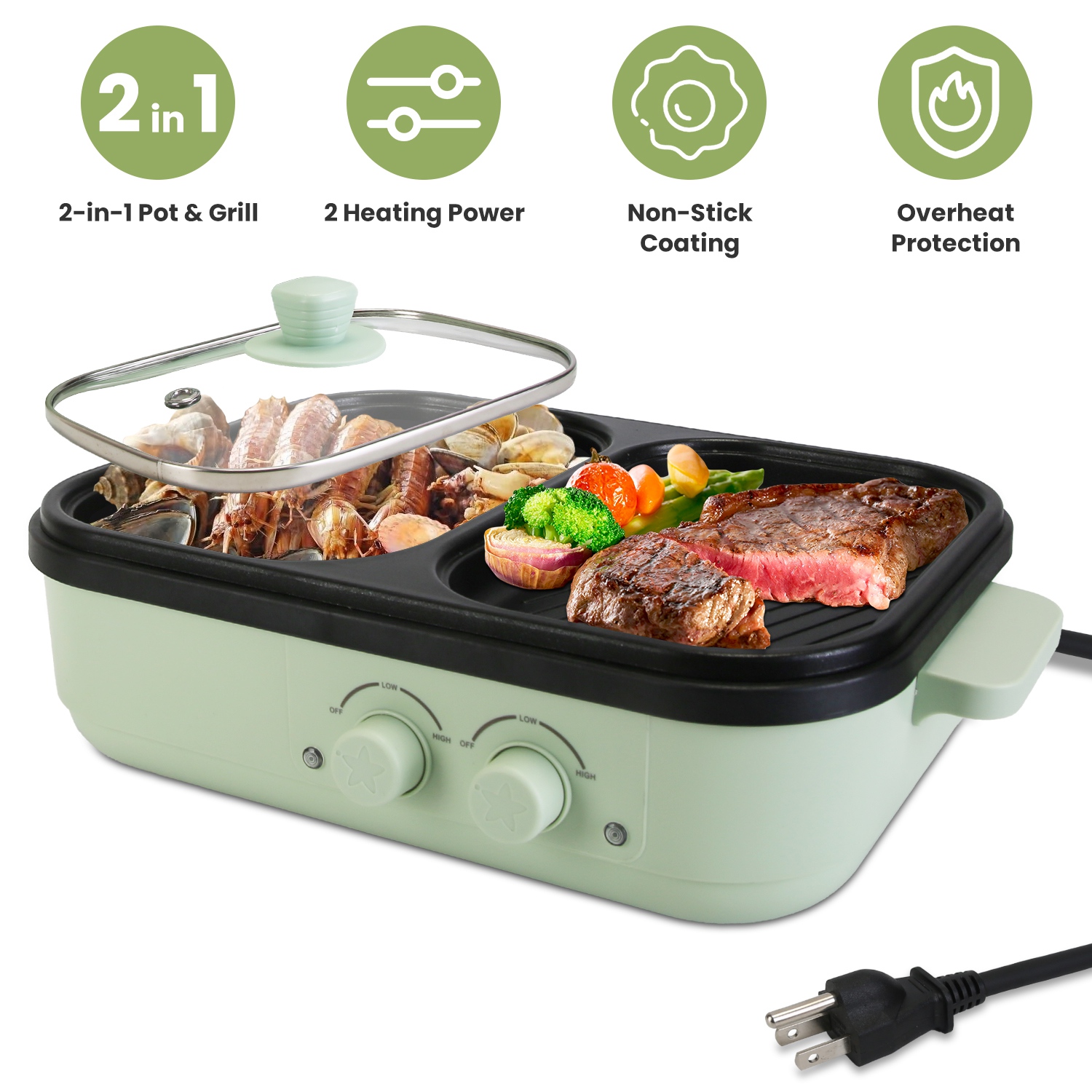 2-in-1 Hot Pot and Grill Combo - Hot Pot Portable Dual recensione e prezzo