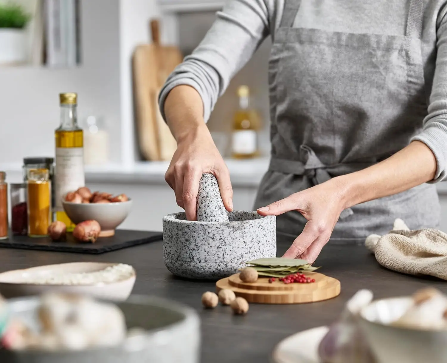 Bamboo cover granite pestle, s - Mortar Pestle Granite recensione e prezzo