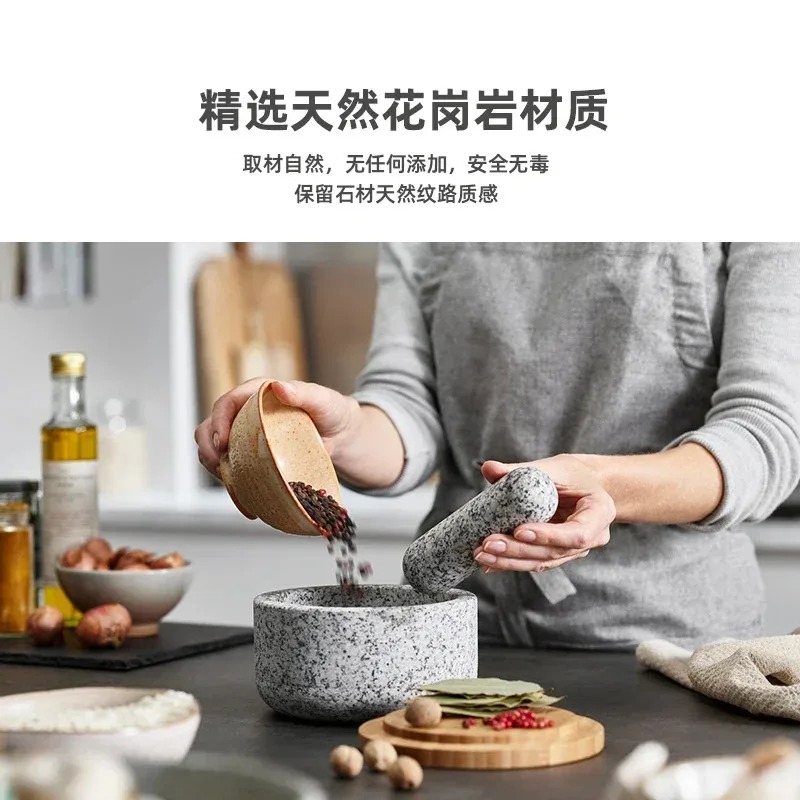 Garlic masher bamboo cover gra - Mortar Pestle Granite recensione e prezzo