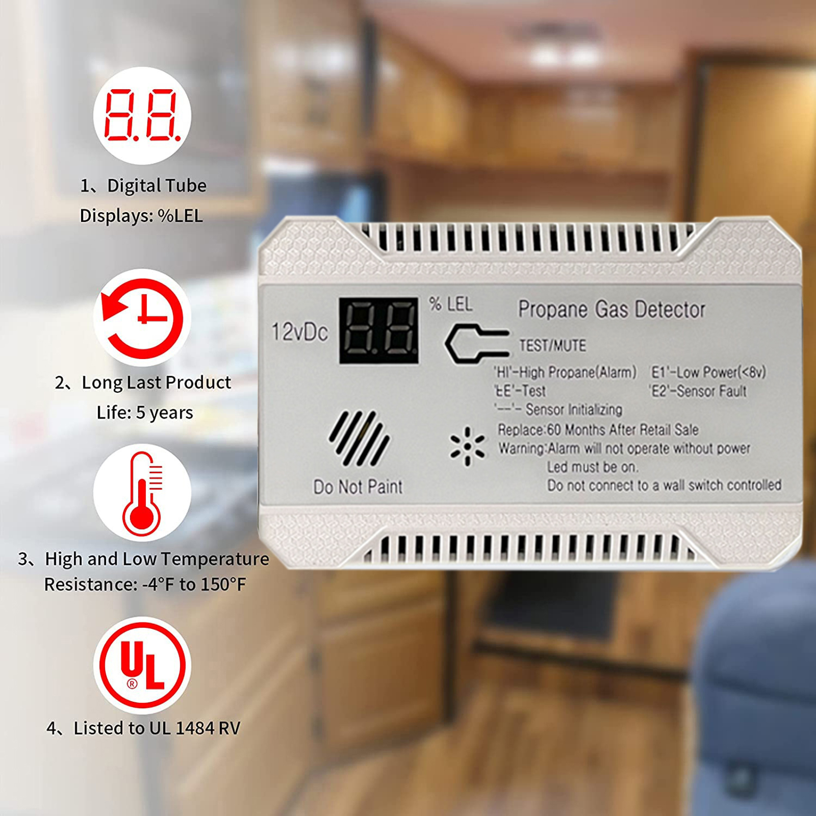 RV Propane Gas Detector 85dB L - Home Cooking Gas recensione e prezzo