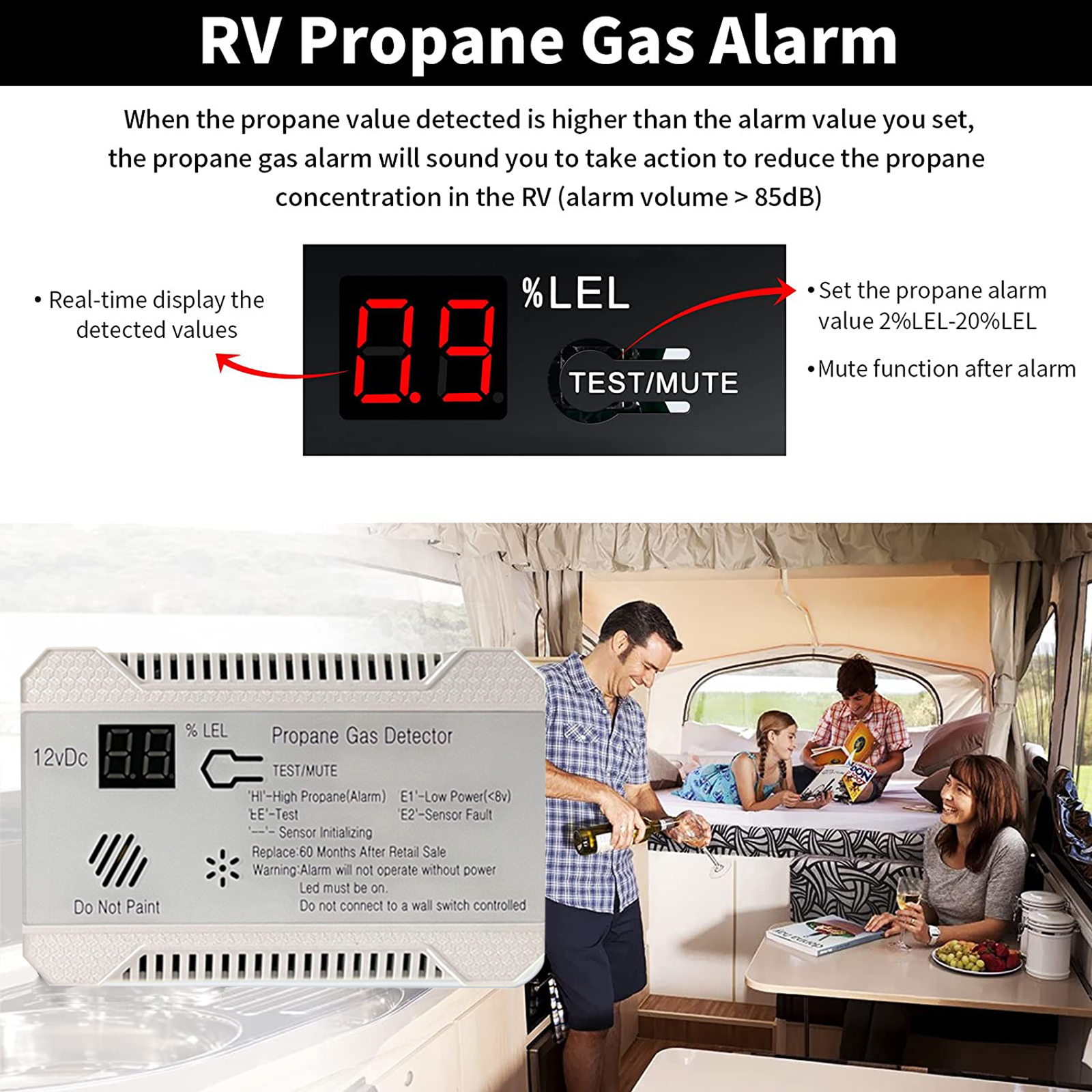 RV Propane Gas Detector 85dB L - Home Cooking Gas recensione e prezzo